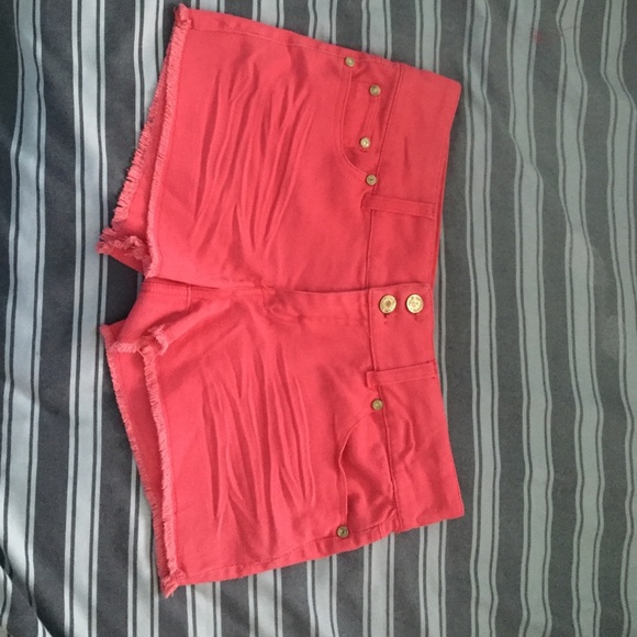 Pink mid rise shorts
