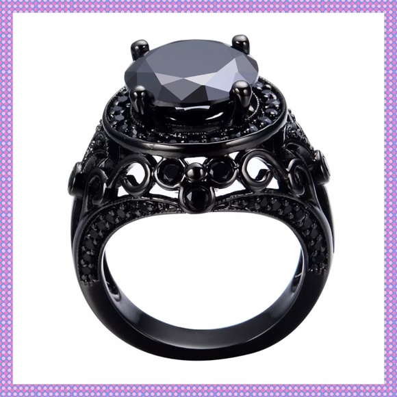 🖤Black Cubic Zirconia Stone Ring🖤SIZE 5🖤 - Picture 3 of 4