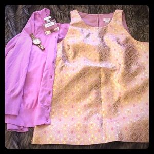 J. Crew Pink and Gold Blouse