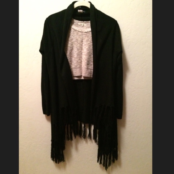 *RARE Blk Fringe Brandy Cardigan