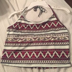 Pattern halter neck crop top