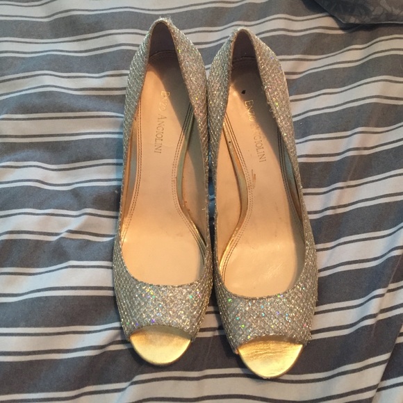 Silver sparkle heels