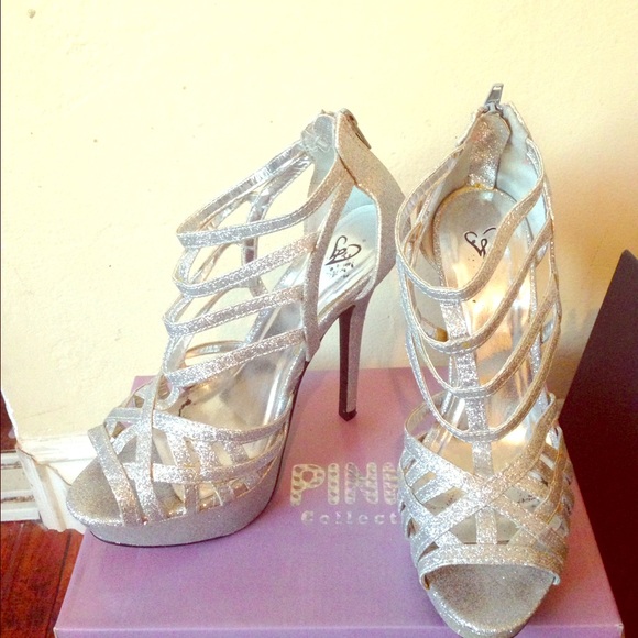 Silver 5 inch heels