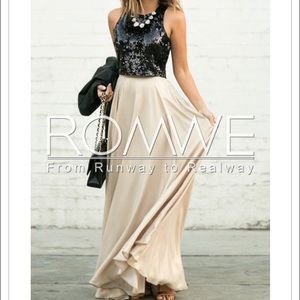 Black and nude sequined maxi dress