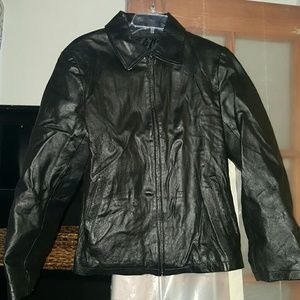 Black leather coat