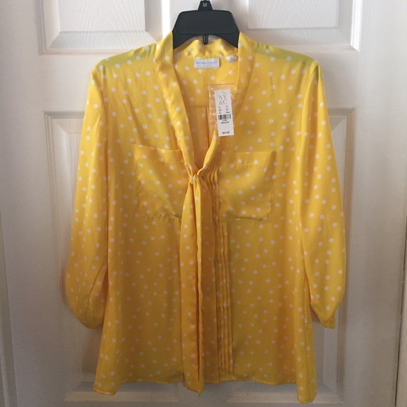 Pretty yellow polka dot blouse