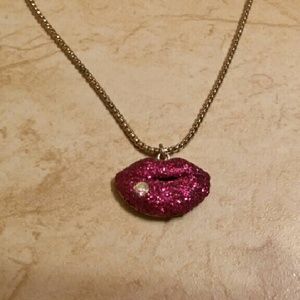 Betsey Johnson sparkly lips necklace