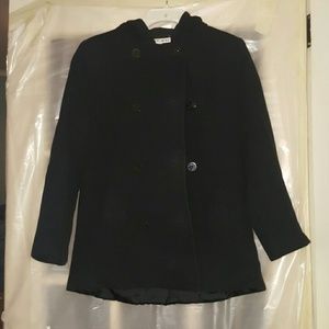 Black wool trench coat