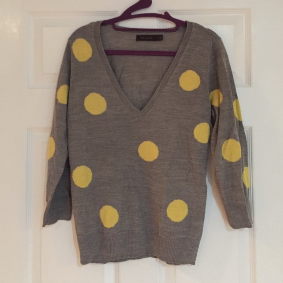 Gray and Yellow Polka Dot Sweater