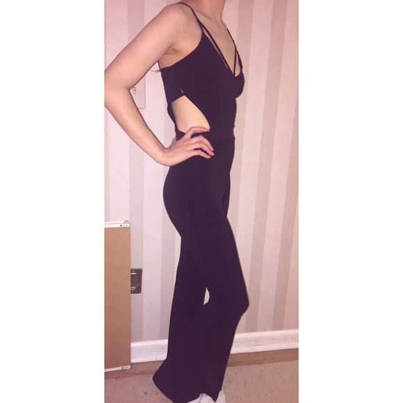 Cutout black bodysuit club outfit