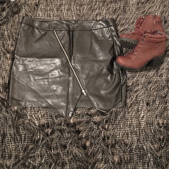 Pleather asymmetrical mini skirt