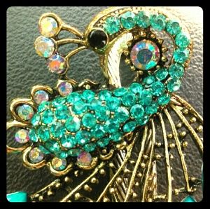 Peacock Jeweled Antique Hair Clip