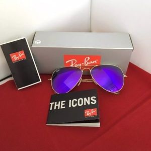 NEW Ray Ban RB3025 58mm Gold/Purple Flash Lens