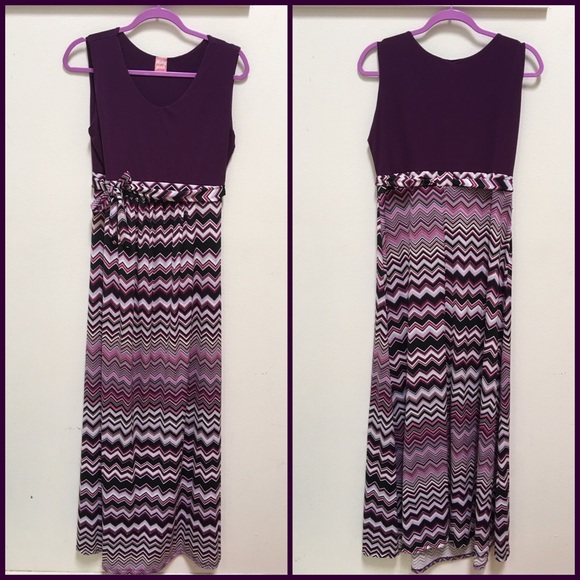 Purple Chevron Maternity Maxi Dress