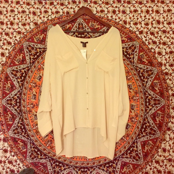 Slightly see through pale pink button up