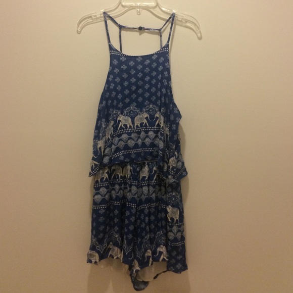 a blue elephant printed romper