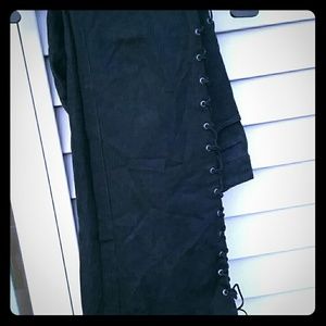 Super soft cool jet black lace up pants