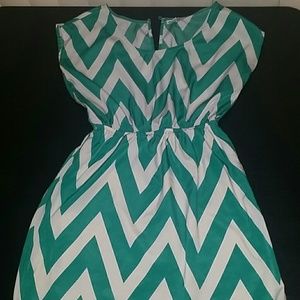 Green and white dress