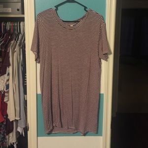 Maroon and white stripped tshirt dress