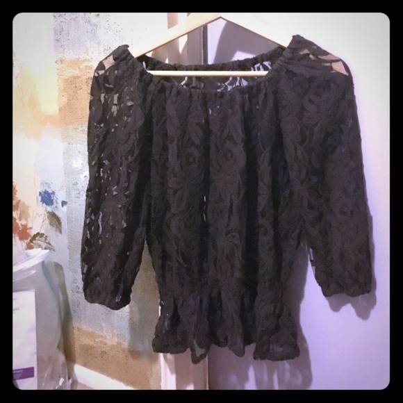 Optional off the shoulder sheer brown blouse