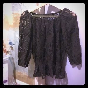 Optional off the shoulder sheer brown blouse