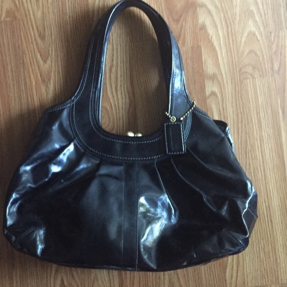 Coach Patent Leather Pleated Ergo Framed Satchel