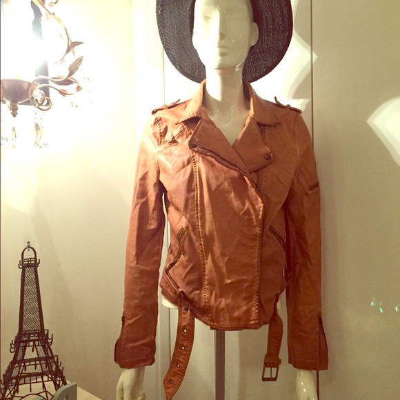 Zara brown leather jacket