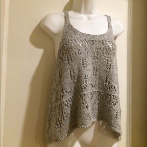 Hollister Racerback style grey knit crochet top S