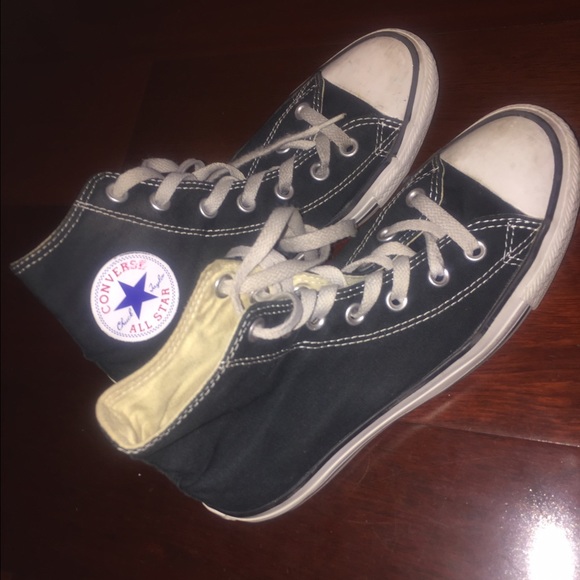 Black high top converse, size women's 8 or men's 6