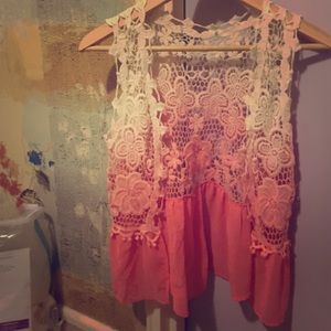 Pink ombré Chrochet vest