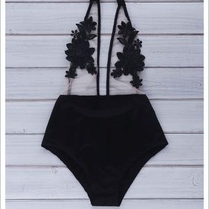 Black lace swim suit