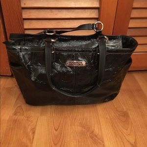 Coach East/West tote black patent leather