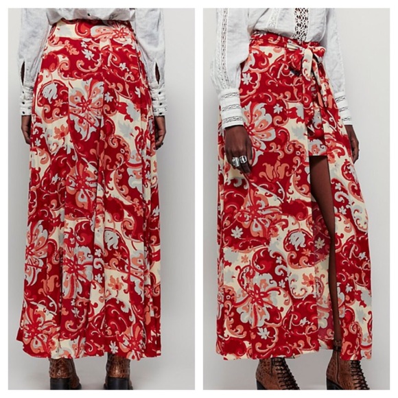 ❤️SOLD❤️ People Maxi Red Rouge Skirt - Picture 2 of 4