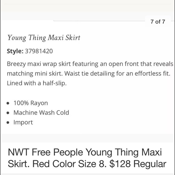 ❤️SOLD❤️ People Maxi Red Rouge Skirt - Picture 4 of 4
