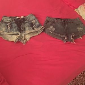 Blue jean high waist shorts