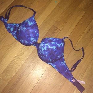 Blue tie-dye PINK* push up bra!!!