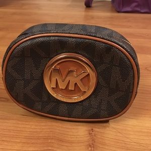 Michael Kors Brown/Cognac small zip cosmetic case