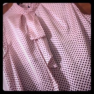NY&Co Pink & Black Sleeveless Polka Dot Blouse!