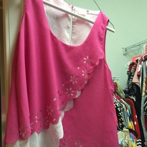 Pink and white tank top