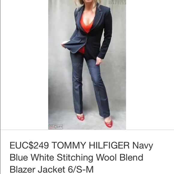 Tommy Hilfiger navy blue wool jacket blazer sz 6 — damaged .. sold as is.