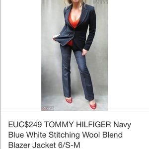 Tommy Hilfiger navy blue wool jacket blazer sz 6 — damaged .. sold as is.