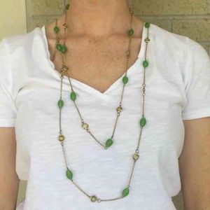 Green and rhinestone necklace