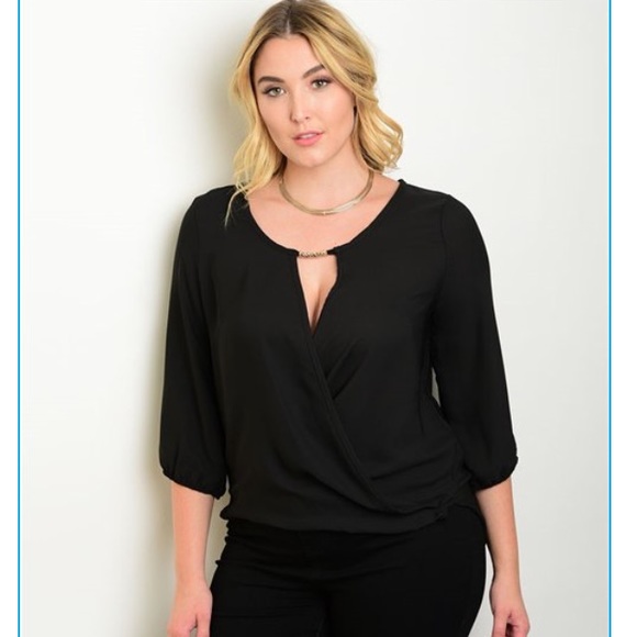 Black plus size blouse - Picture 1 of 2