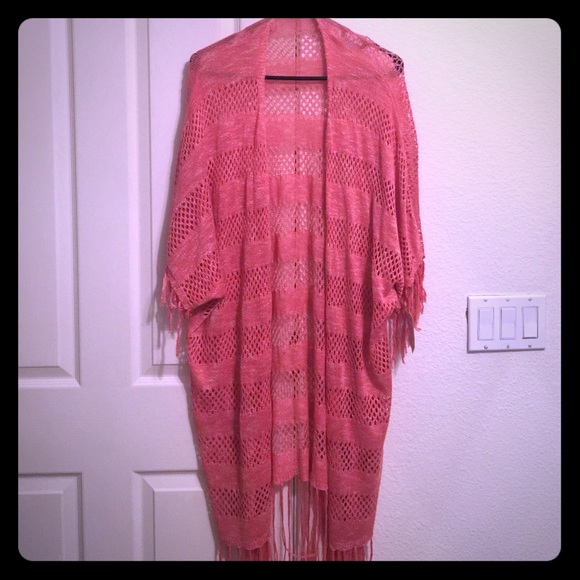 Orange crochet poncho