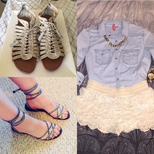 Sandals & crochet shorts