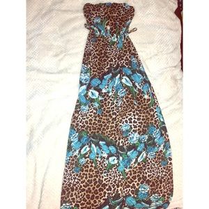 Floral and Cheetah Print Maxi Dress