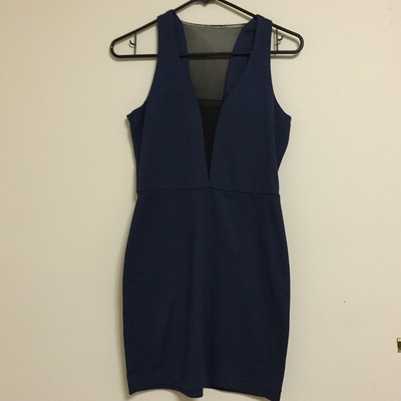 Planet Gold Dresses & Skirts - Navy dress with mesh detail