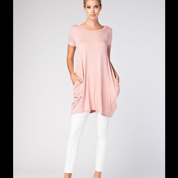 New Dusty Rose Tunic Dress Shirtdress - Picture 2 of 2