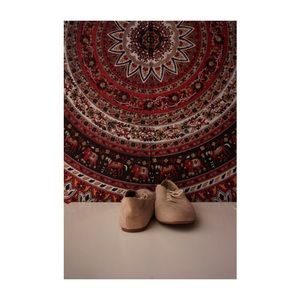 Tan suede peter pan lace up flats