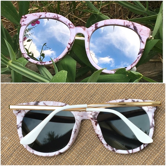 Blush Pink Marbled Mirror Sunglasses LAST ONE!!! - Picture 3 of 4